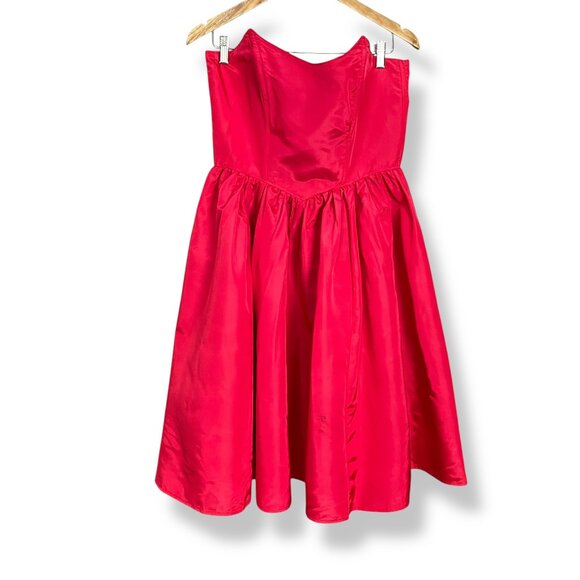 Vintage Strapless Dress Handmade FLAWS Women Red Fit and Flare Retro Party Dance - Picture 1 of 12